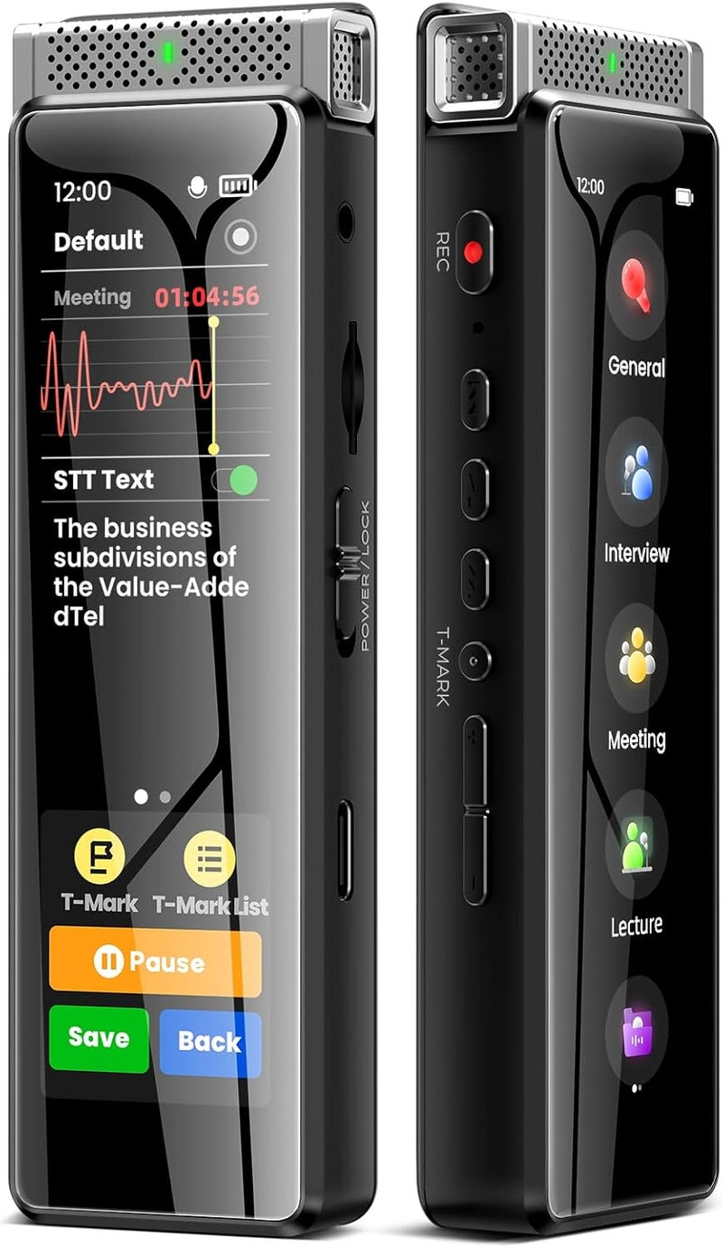innioasis Temp & permanent project compatible 136GB Voice Recorder Device with Playback, Full Touchscreen Audio Recording Device with AI Intelligent Transcription and Bluetooth, Voice Recorder Mic and Voice Activated Recorder (Silver) Worldwide popular practical build - Image 1
