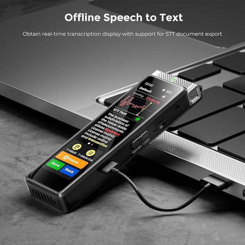 innioasis Temp & permanent project compatible 136GB Voice Recorder Device with Playback, Full Touchscreen Audio Recording Device with AI Intelligent Transcription and Bluetooth, Voice Recorder Mic and Voice Activated Recorder (Silver) Worldwide popular practical build - Image 3