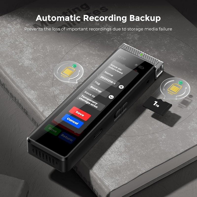 innioasis Temp & permanent project compatible 136GB Voice Recorder Device with Playback, Full Touchscreen Audio Recording Device with AI Intelligent Transcription and Bluetooth, Voice Recorder Mic and Voice Activated Recorder (Silver) Worldwide popular practical build - Image 4