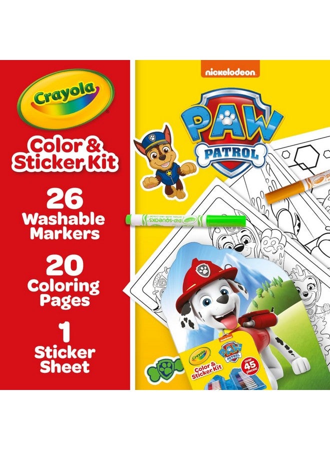 Crayola PAW Patrol Art Kit for Kids (45pcs), PAW Patrol Coloring Book Pages, PAW Patrol Stickers for Kids, PAW Patrol Toy, Holiday Gift, red, white, black - Image 2