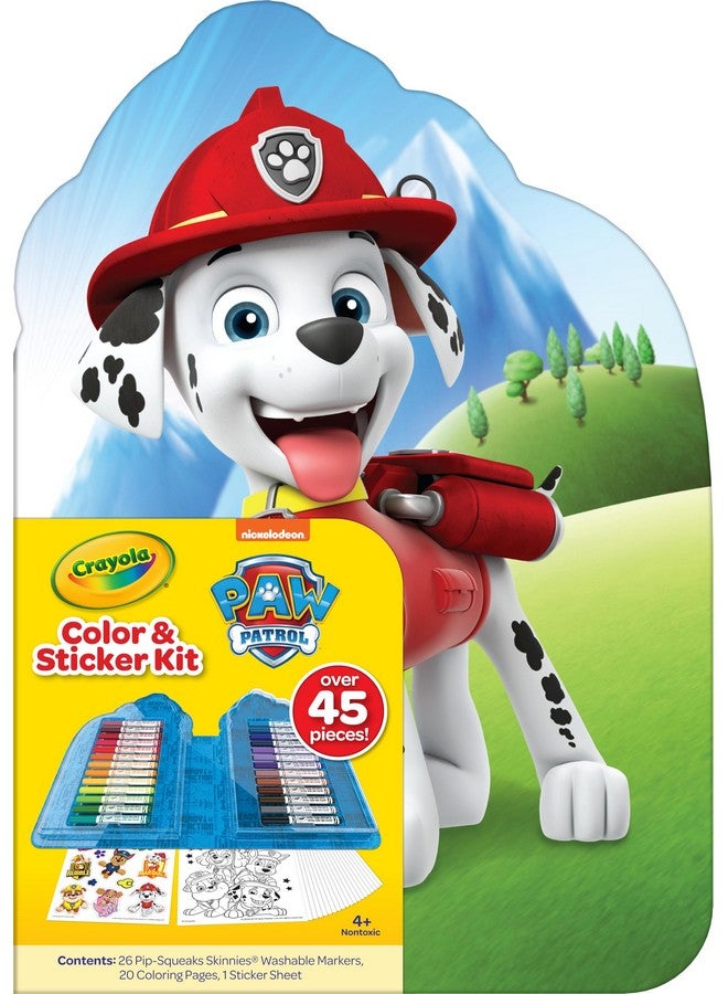 Crayola PAW Patrol Art Kit for Kids (45pcs), PAW Patrol Coloring Book Pages, PAW Patrol Stickers for Kids, PAW Patrol Toy, Holiday Gift, red, white, black - Image 1