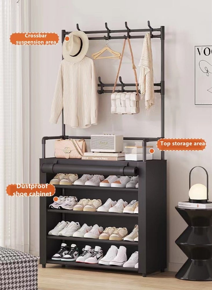 Kutis 5-Tier Stainless Steel Coat and Shoes Rack for Home Black 80x26x172 cm - Image 2