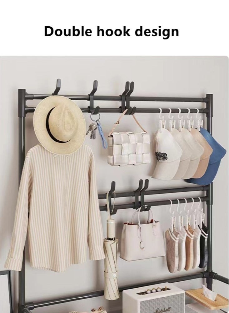 Kutis 5-Tier Stainless Steel Coat and Shoes Rack for Home Black 80x26x172 cm - Image 3