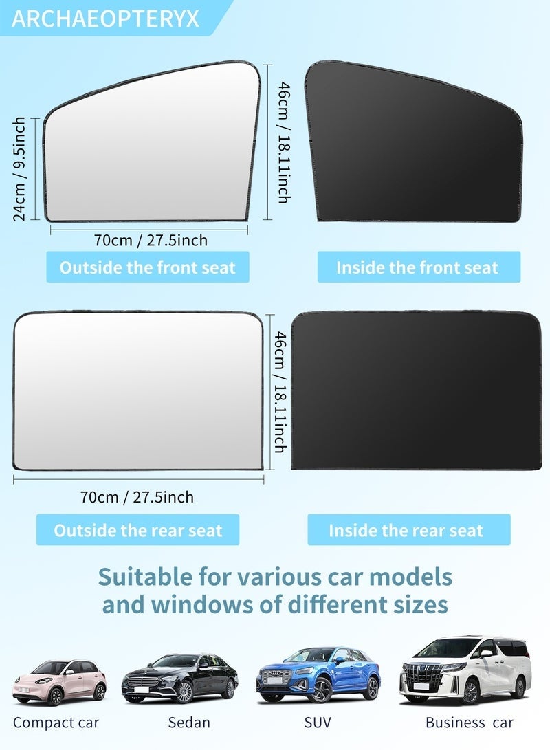 Bukela Car Window Sunshades, 4 Pieces Universal Magnetic Car Curtains, Block UV Rays, Reduce Damage from Direct Bright Sunlight and Heat, Universal Easy to Fit Front and Rear Seats - Image 3