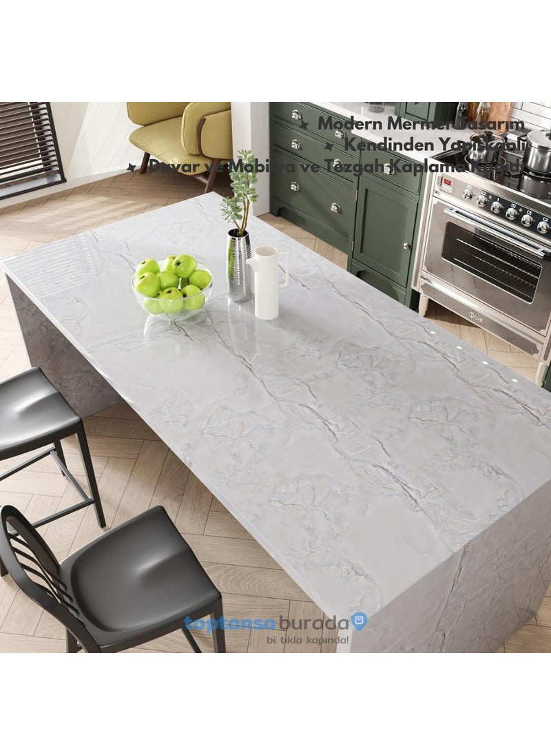 Technosmart 60CM×100CM Self Adhesive Marble Pattern Foil Kitchen Cabinet Table Covering Wallpaper  - Image 4