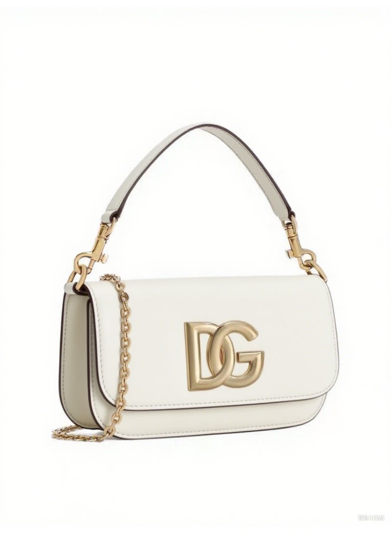 D&G DG Logo Shoulder Bag | White Leather Top-Handle Bag with Gold Hardware, Luxury Mini Bag for Fashion-Forward Styling - Image 2