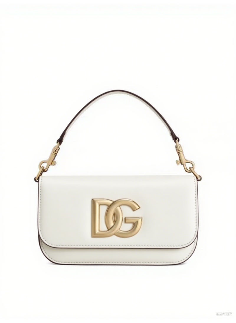 D&G DG Logo Shoulder Bag | White Leather Top-Handle Bag with Gold Hardware, Luxury Mini Bag for Fashion-Forward Styling - Image 1