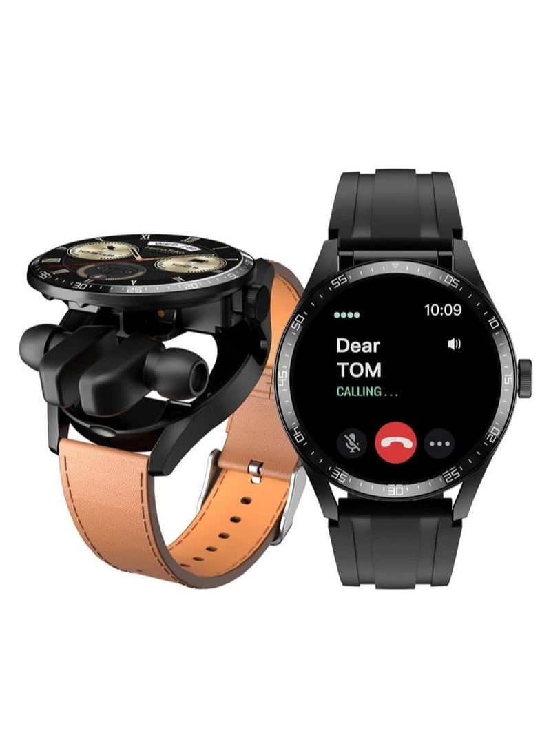 Haino Teko - Haino Teko Germany RW37 Watch Buds With Large Screen Round Shape AMOLED Display Smart Watch and Bluetooth Earbuds With 2 Pair Straps for Ladies and Gents - Image 1