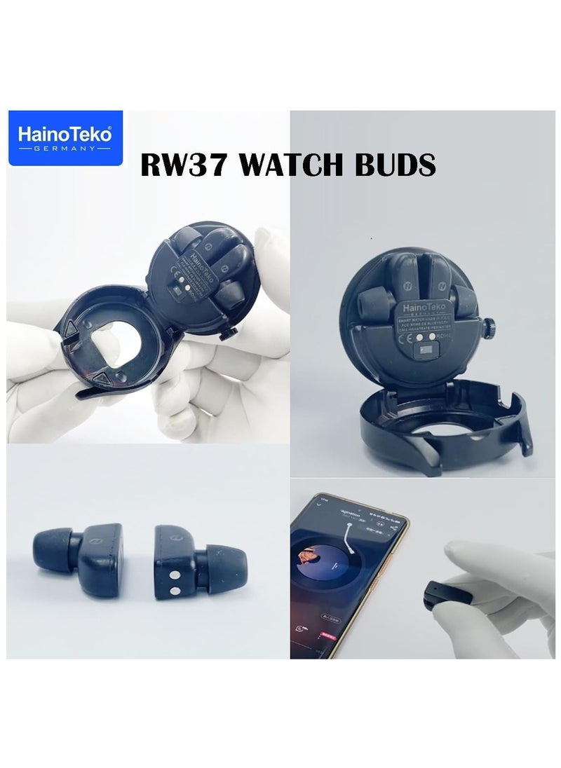 Haino Teko - Haino Teko Germany RW37 Watch Buds With Large Screen Round Shape AMOLED Display Smart Watch and Bluetooth Earbuds With 2 Pair Straps for Ladies and Gents - Image 1