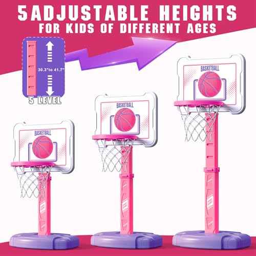 ShyLizard Toddler Basketball Hoop Indoor for Age 13 Height Adjustable Poolside Basketball Hoop with 3 Balls for Outdoor Game Basketball Goal Sport Toys Birthday for Boys Girls 1 2 3 Year - Image 5