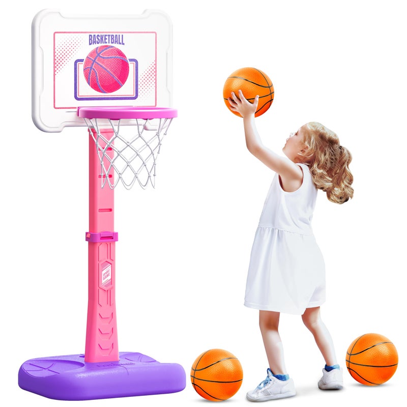 ShyLizard Toddler Basketball Hoop Indoor for Age 13 Height Adjustable Poolside Basketball Hoop with 3 Balls for Outdoor Game Basketball Goal Sport Toys Birthday for Boys Girls 1 2 3 Year - Image 2