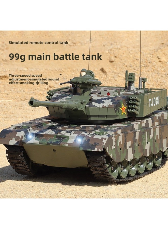 Remote Control Tank Toy 2.4G Cannon Launching Metal Crawler Charging Electric Simulation Battle Off-road Vehicle Model-Color: 9-way Remote Control Tank - Image 3