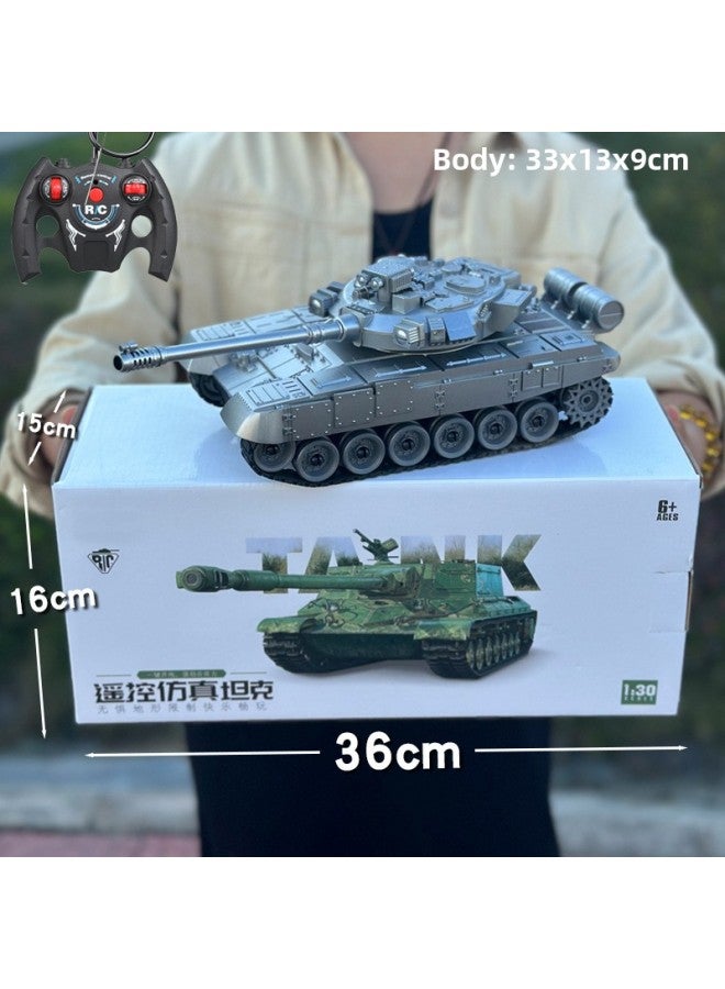 Remote Control Tank Toy 2.4G Cannon Launching Metal Crawler Charging Electric Simulation Battle Off-road Vehicle Model-Color: 9-way Remote Control Tank - Image 1