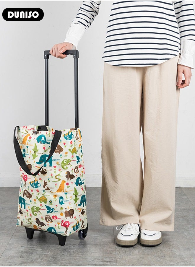 DUNISO - Household Shopping Cart, Foldable Trolley Bag with Rolling Wheels, Elderly Shopping Bag Grocery Foldable Cart, Waterproof Shopping Trolley Grocery Carts,Suit for Luggage, Personal,Travel, Auto, Moving and Office Use - Image 1