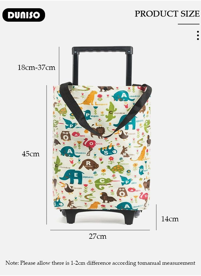 DUNISO Household Shopping Cart, Foldable Trolley Bag with Rolling Wheels, Elderly Shopping Bag Grocery Foldable Cart, Waterproof Shopping Trolley Grocery Carts,Suit for Luggage, Personal,Travel, Auto, Moving and Office Use  - Image 4