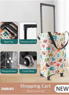DUNISO Household Shopping Cart, Foldable Trolley Bag with Rolling Wheels, Elderly Shopping Bag Grocery Foldable Cart, Waterproof Shopping Trolley Grocery Carts,Suit for Luggage, Personal,Travel, Auto, Moving and Office Use  - Image 1