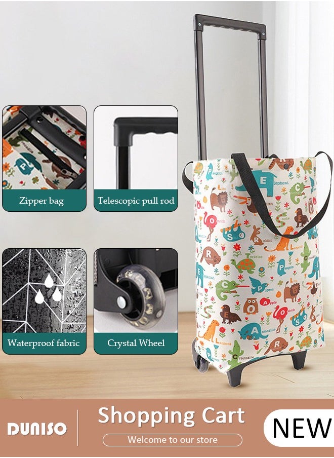 DUNISO Household Shopping Cart, Foldable Trolley Bag with Rolling Wheels, Elderly Shopping Bag Grocery Foldable Cart, Waterproof Shopping Trolley Grocery Carts,Suit for Luggage, Personal,Travel, Auto, Moving and Office Use  - Image 1