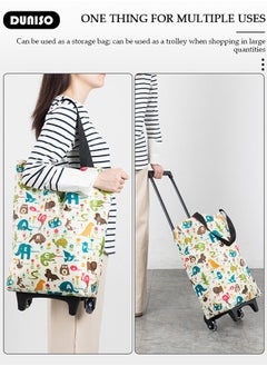 DUNISO Household Shopping Cart, Foldable Trolley Bag with Rolling Wheels, Elderly Shopping Bag Grocery Foldable Cart, Waterproof Shopping Trolley Grocery Carts,Suit for Luggage, Personal,Travel, Auto, Moving and Office Use  - Image 3