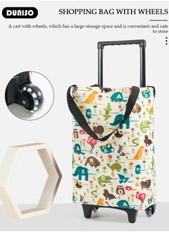 DUNISO Household Shopping Cart, Foldable Trolley Bag with Rolling Wheels, Elderly Shopping Bag Grocery Foldable Cart, Waterproof Shopping Trolley Grocery Carts,Suit for Luggage, Personal,Travel, Auto, Moving and Office Use  - Image 2