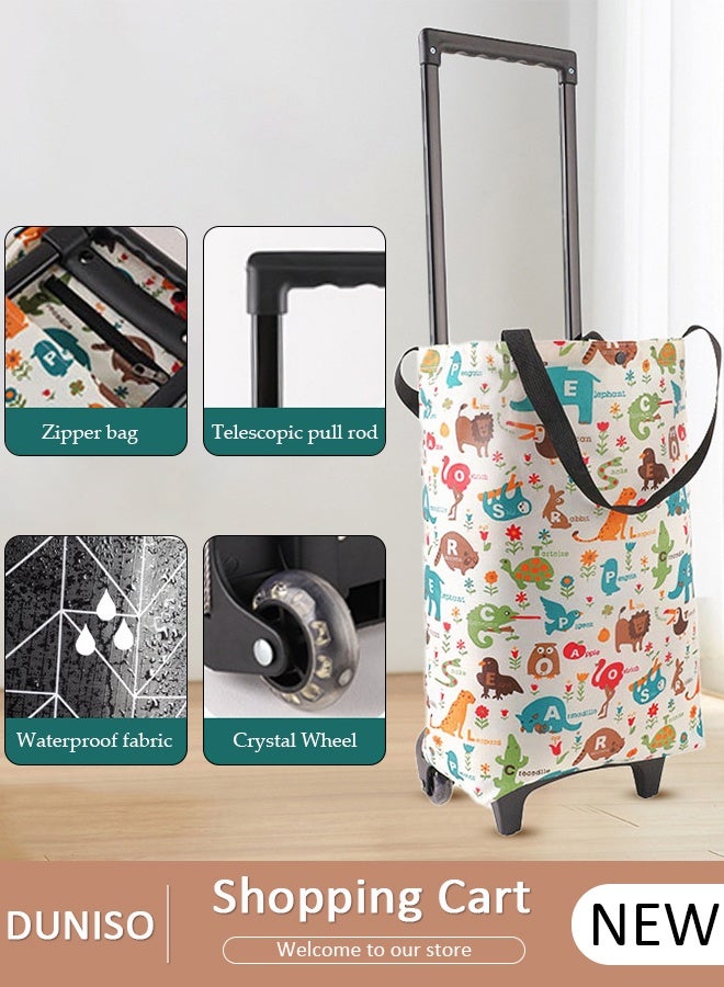 DUNISO Household Shopping Cart, Foldable Trolley Bag with Rolling Wheels, Elderly Shopping Bag Grocery Foldable Cart, Waterproof Shopping Trolley Grocery Carts,Suit for Luggage, Personal,Travel, Auto, Moving and Office Use - Image 1