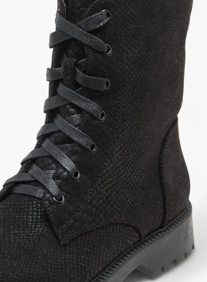 Celeste Women's Textured High Shaft Boots with Zip Closure
