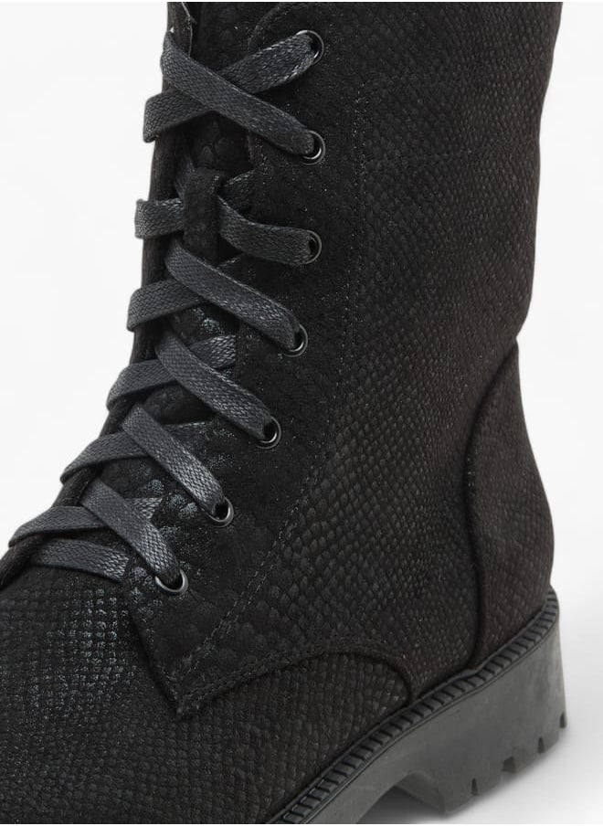 Celeste Women's Textured High Shaft Boots with Zip Closure  - Image 4