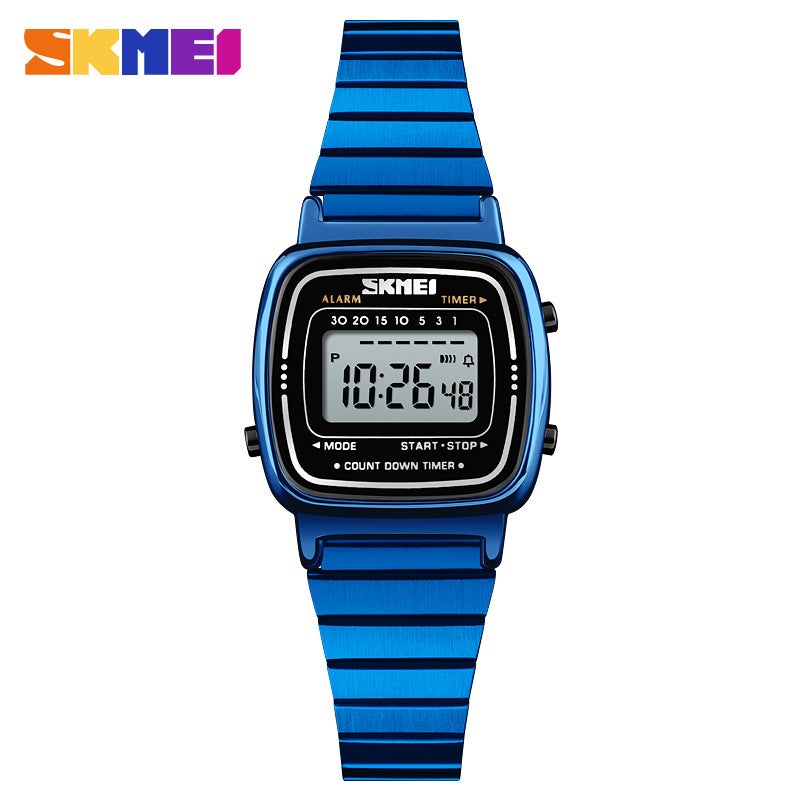 Skmei Fashion Ladies Digital Wristwatch Upgrade Blue-Steel Strip Edition