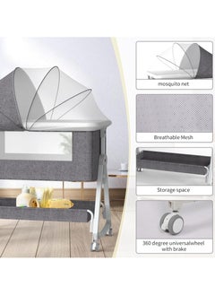 ACPLAY Baby Bassinet with 3-in-1 Design, Includes Changing Table, Adjustable Bedside Sleeper, and Portable Cradle with Storage Basket  - Image 4