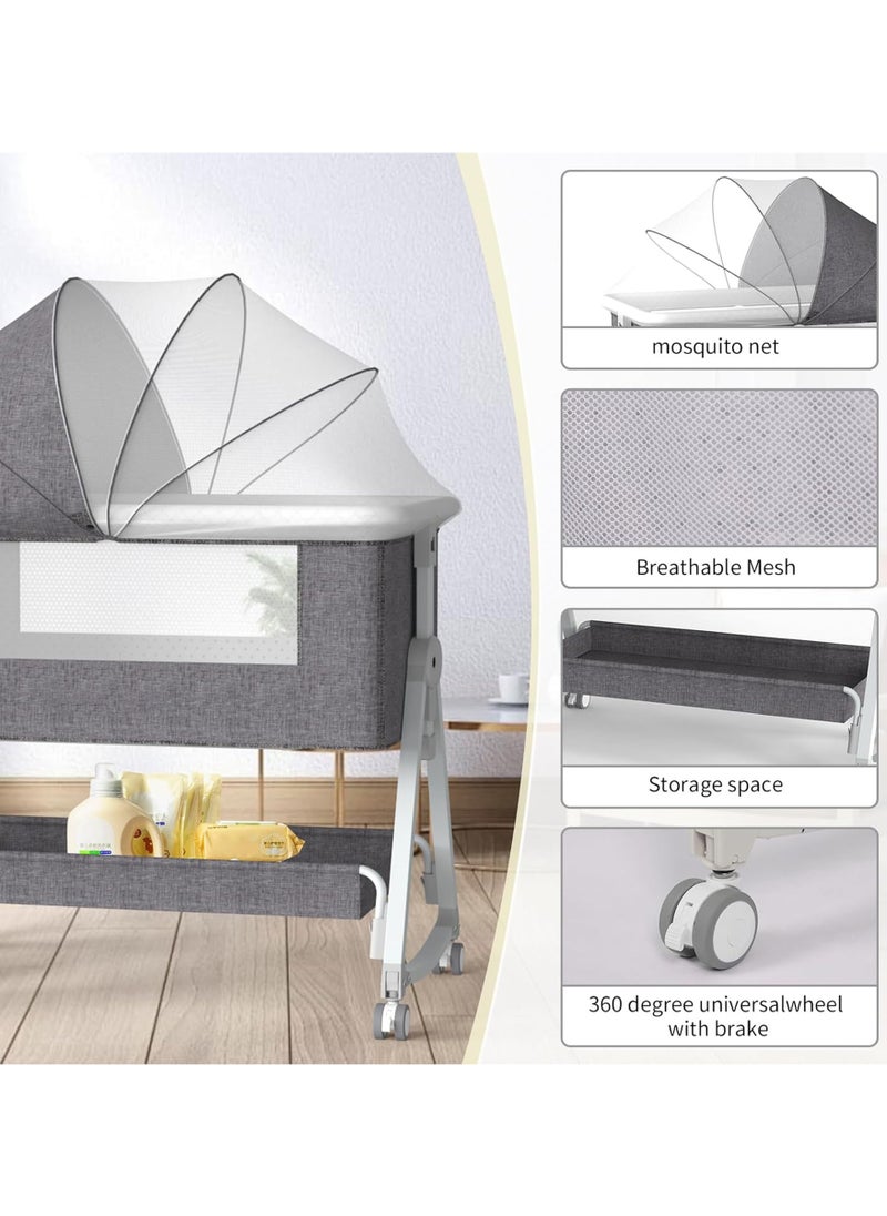 ACPLAY - Baby Bassinet with 3-in-1 Design, Includes Changing Table, Adjustable Bedside Sleeper, and Portable Cradle with Storage Basket - Image 1