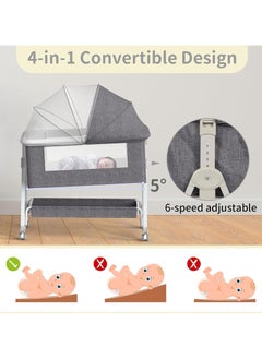 ACPLAY Baby Bassinet with 3-in-1 Design, Includes Changing Table, Adjustable Bedside Sleeper, and Portable Cradle with Storage Basket  - Image 5