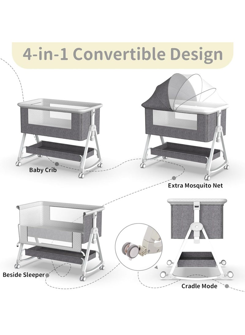 ACPLAY - Baby Bassinet with 3-in-1 Design, Includes Changing Table, Adjustable Bedside Sleeper, and Portable Cradle with Storage Basket - Image 1