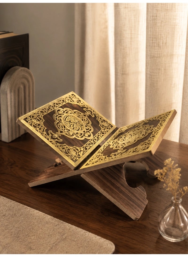 Slema Foldable Wooden Book Stand Quran Bible Book Holder Muslim Reading Bookshelf Magazine Cookbook Display Holder for Display Reading Prayer Chapel - Image 3