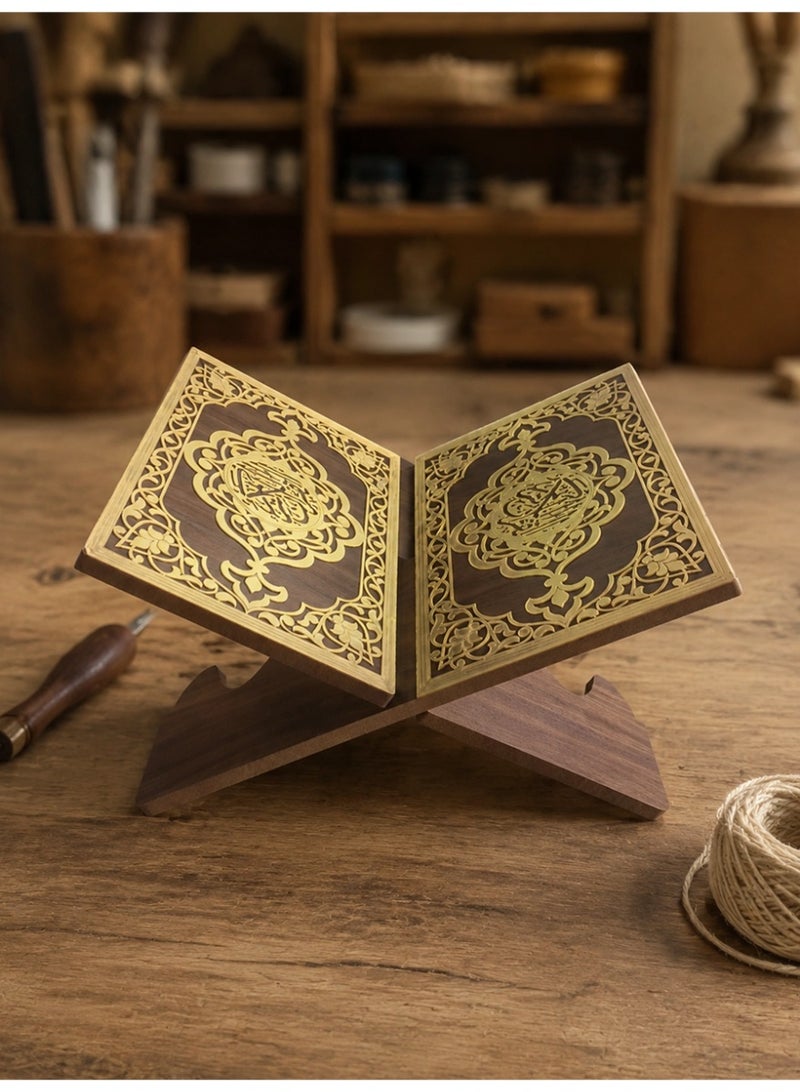 Slema Foldable Wooden Book Stand Quran Bible Book Holder Muslim Reading Bookshelf Magazine Cookbook Display Holder for Display Reading Prayer Chapel - Image 4