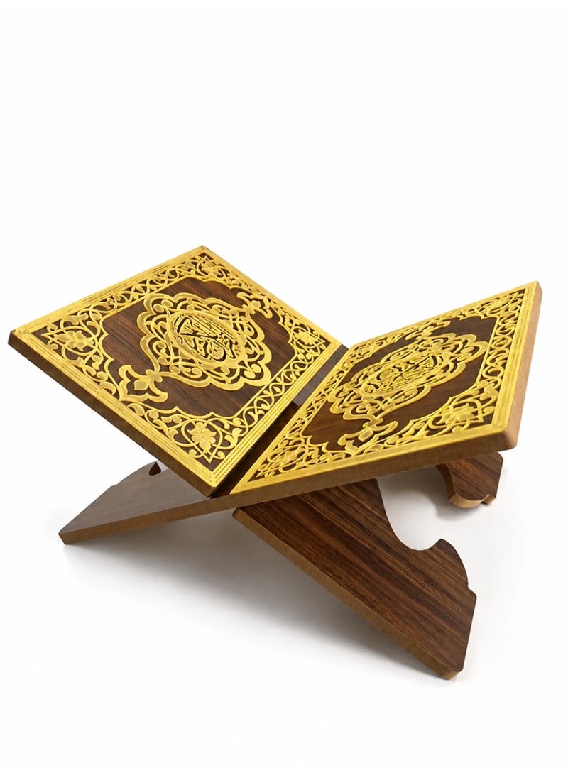 Slema Foldable Wooden Book Stand Quran Bible Book Holder Muslim Reading Bookshelf Magazine Cookbook Display Holder for Display Reading Prayer Chapel - Image 1