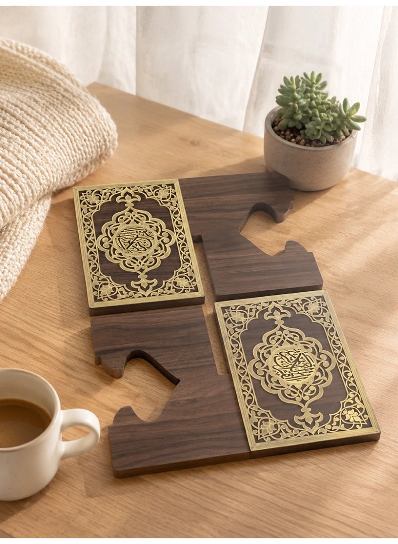 Slema Foldable Wooden Book Stand Quran Bible Book Holder Muslim Reading Bookshelf Magazine Cookbook Display Holder for Display Reading Prayer Chapel - Image 2