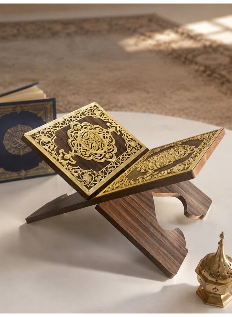 Slema Foldable Wooden Book Stand Quran Bible Book Holder Muslim Reading Bookshelf Magazine Cookbook Display Holder for Display Reading Prayer Chapel - Image 5