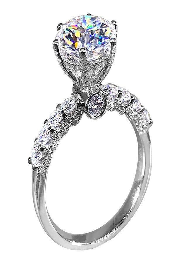 Peora American Diamond Studded Silver Plated Finger Ring Fashion Wear Stylish Jewellery Gift for Girls & Women (PX8R98-7) - Image 1
