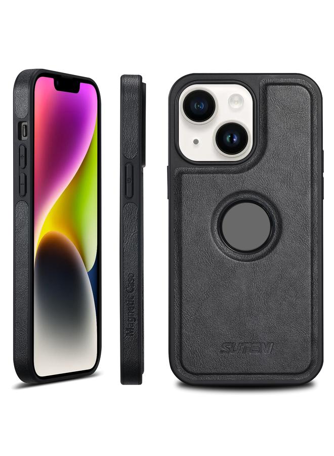 Green Tiger For iPhone 14 Suteni G1 Magsafe Leather Back Phone Case(Black)