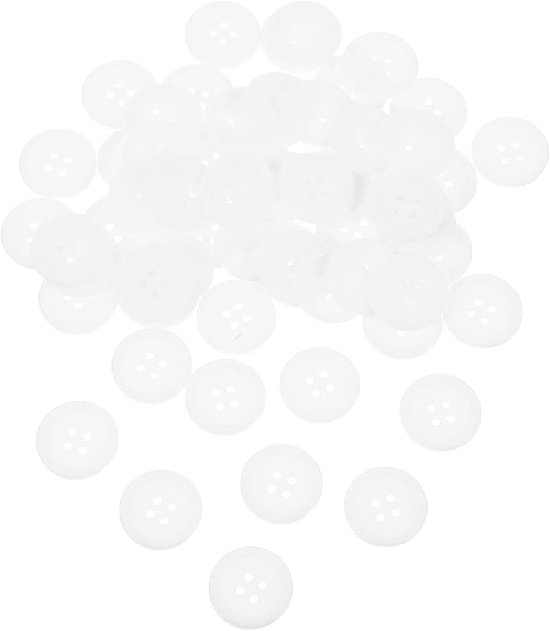 60pcs White Resin 4 Hole Round Sewing Buttons for Coats Uniforms DIY Crafts Repairs, 20mm Replacement Buttons for Shirts Jackets Tailoring - Image 1