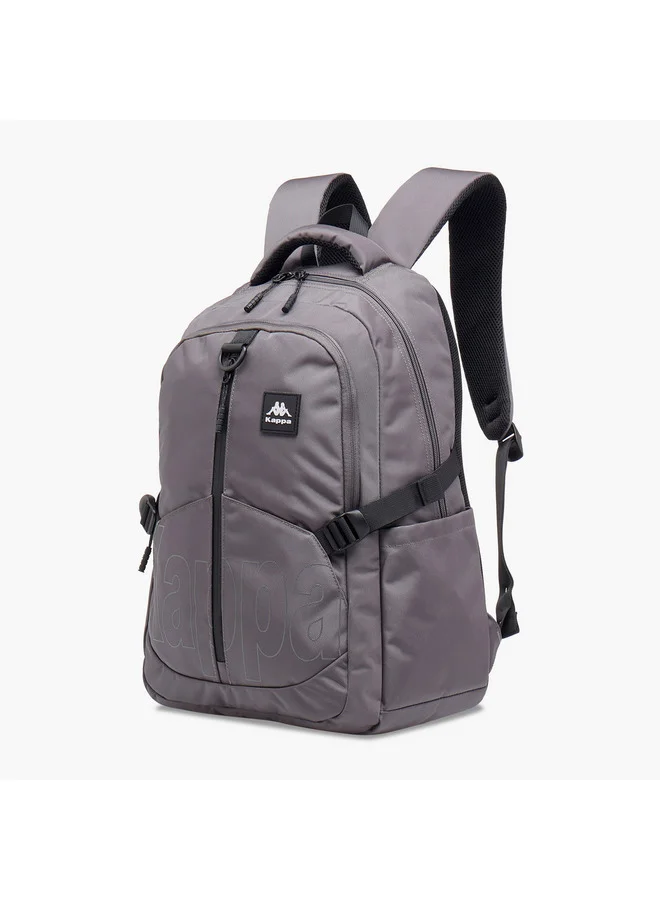 Kappa Unisex Logo Print Backpack with Adjustable Straps and Zip Closure - 17x35x48 cm