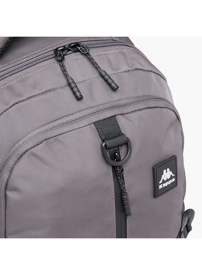 Kappa Unisex Logo Print Backpack with Adjustable Straps and Zip Closure - 17x35x48 cm