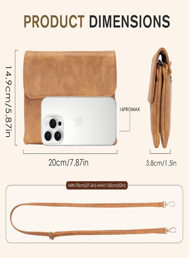 Toptime Small Crossbody Bags for Women, Suede Leather Cell Phone Purse with Adjustable Shoulder Strap, Small Phone Bag with Dubble Zipper Magnetic Closure, Vintage Brown Shoulder Bag for Travel Dating - Image 2