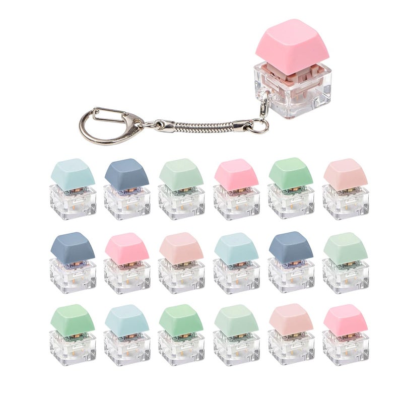 mintcaps Keyboard Fidget Toy Fidget Keychain with Led Light Button Keyboard Clicker Fidget Toy for Adults Stress Relief Keyboard Fidget Clicker red - Image 3