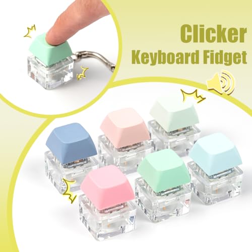 mintcaps Keyboard Fidget Toy Fidget Keychain with Led Light Button Keyboard Clicker Fidget Toy for Adults Stress Relief Keyboard Fidget Clicker red - Image 5