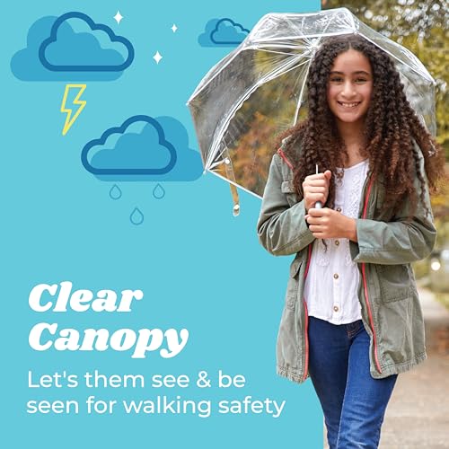 totes Kids Clear Bubble Umbrella with Dome Canopy, Lightweight Design, Wind and Rain Protection Umbrella, Iridescent, Kids - 38" Canopy - Image 5