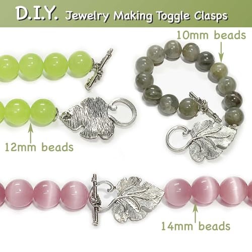 Heather's cf Silver Tone Grape Leaves Big Clasp Toggle Clasps Findings for Jewelry Making Heavy Duty Jewelry Clasp 16 Set - Image 4