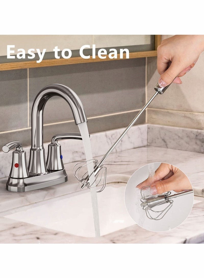 Excefore Semi-automatic Whisk, 12Inch Stainless Steel Egg Beater, Hand Push Rotary Whisk Blender Easy Whisk Mixer Stirrer for Making Cream, Whisking, Beating and Stirring (Silver) - Image 4