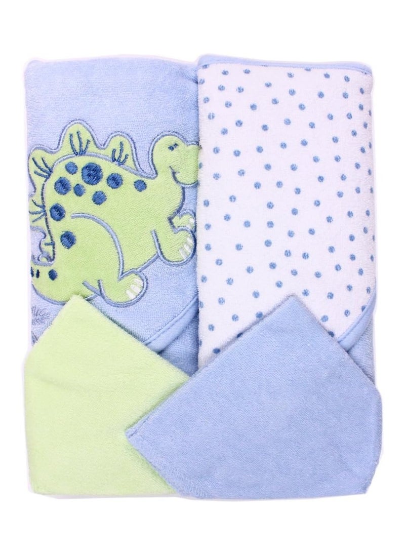 Spasilk Hooded Terry Bath Towel With Washcloths Blue One Size Blue Ht 2Pc 08  - Image 1