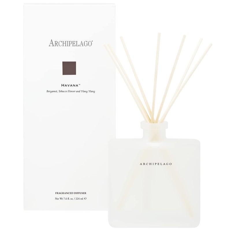 Archipelago Botanicals Havana Reed Diffuser Home Fragrance Reed Diffuser Includes Fragrance Oil Frosted Glass Vessel 10 Diffuser Reeds Perfect for Home Office or Gift 76 Fl Oz