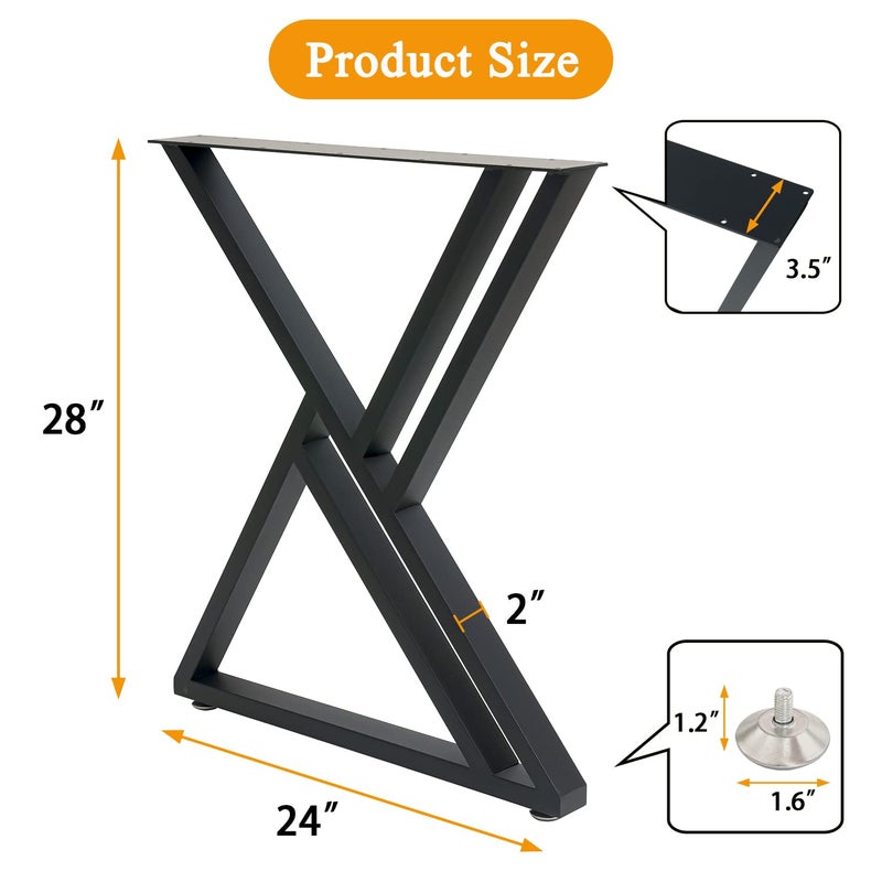 MinWadil Metal Table Legs 28 Inch Set of 2 Desk Leg Industrial Dining Table Cast Iron Legs - Image 3
